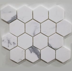 Vulcano VM 459-calacatta-statuario-hexagon-honed-marble-mosaic-70x70